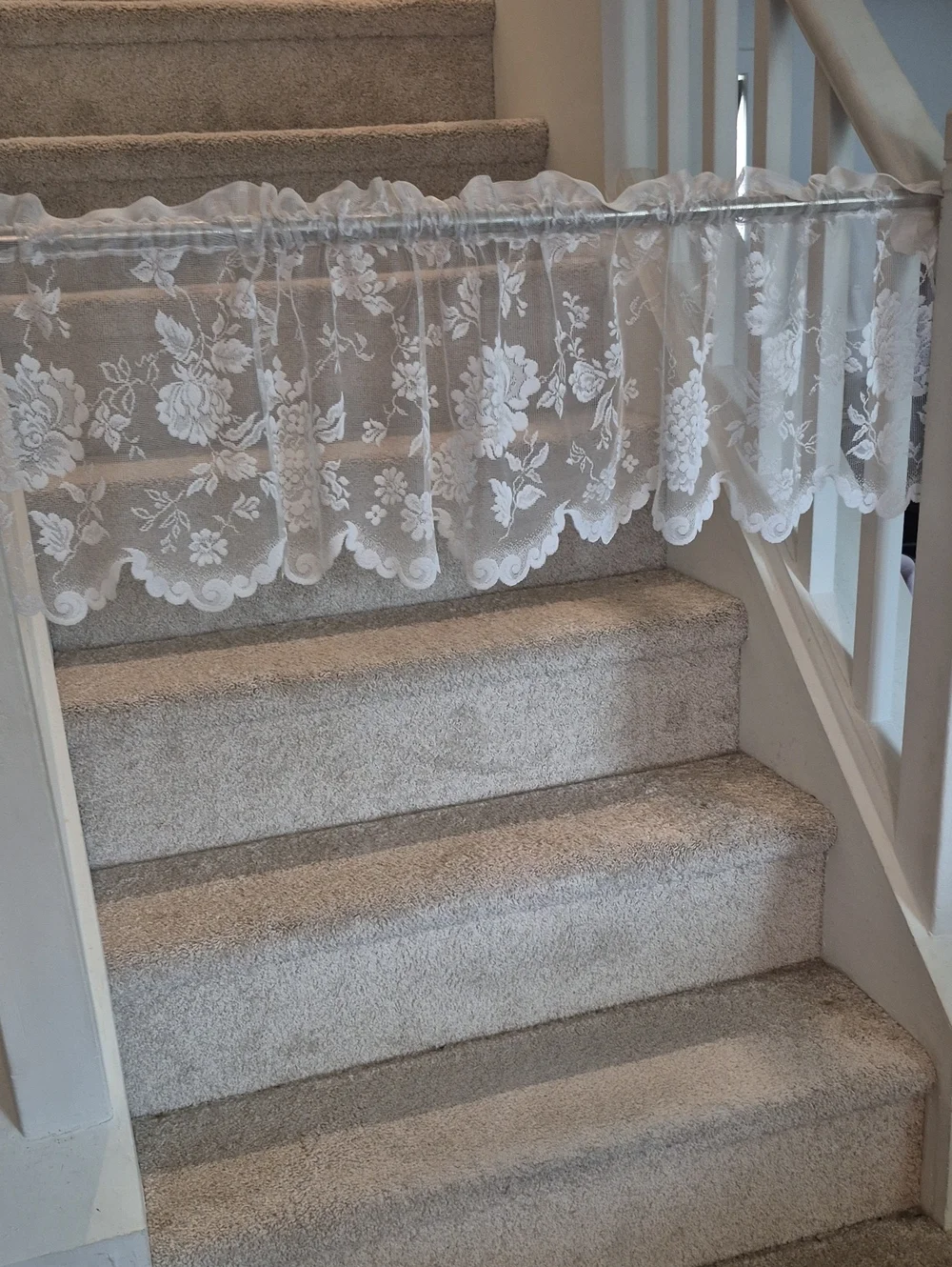 White Floral Lace Swag Cafe Curtain 55x14